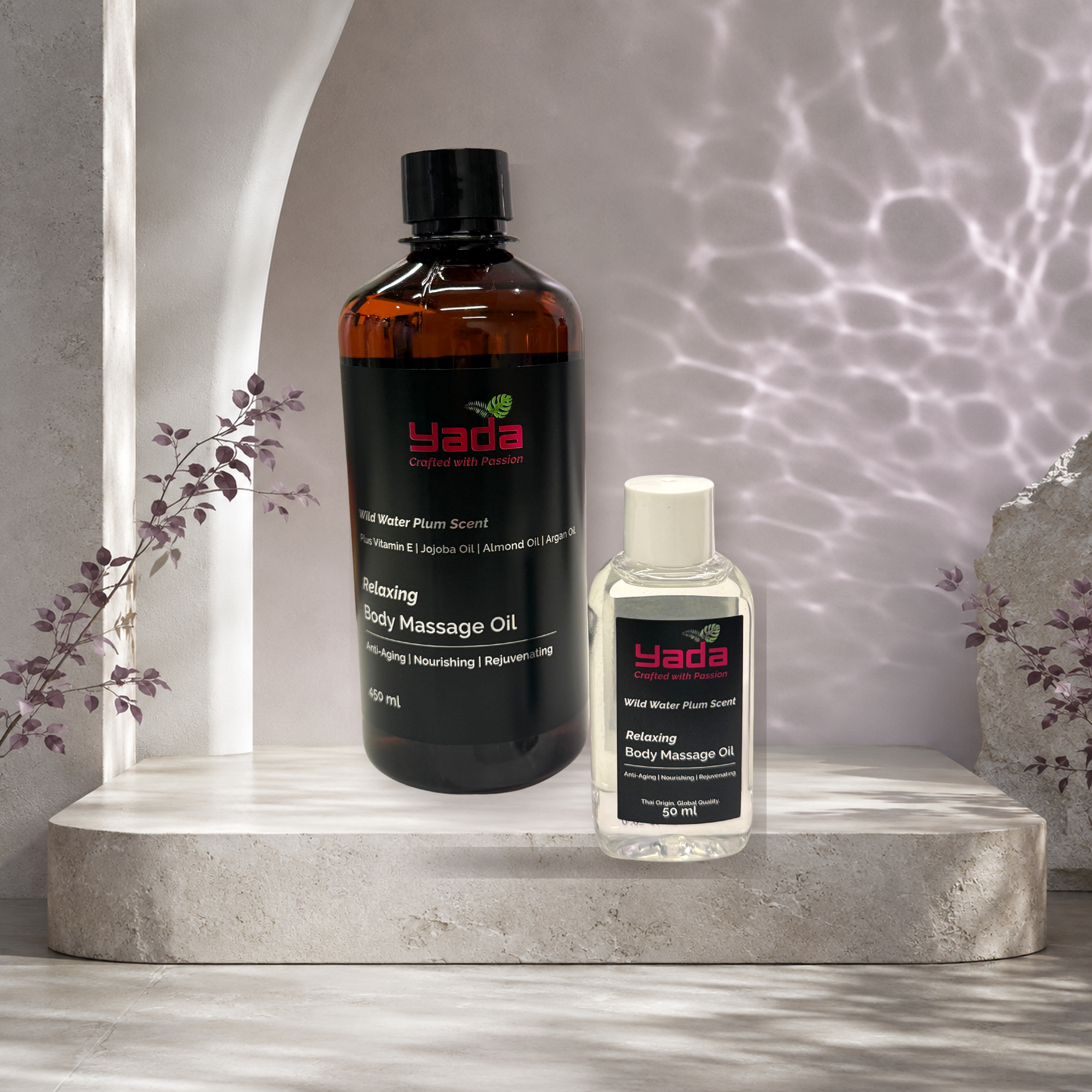 YADA Body Oil 450ml and 50ml Wild Water Plum duo