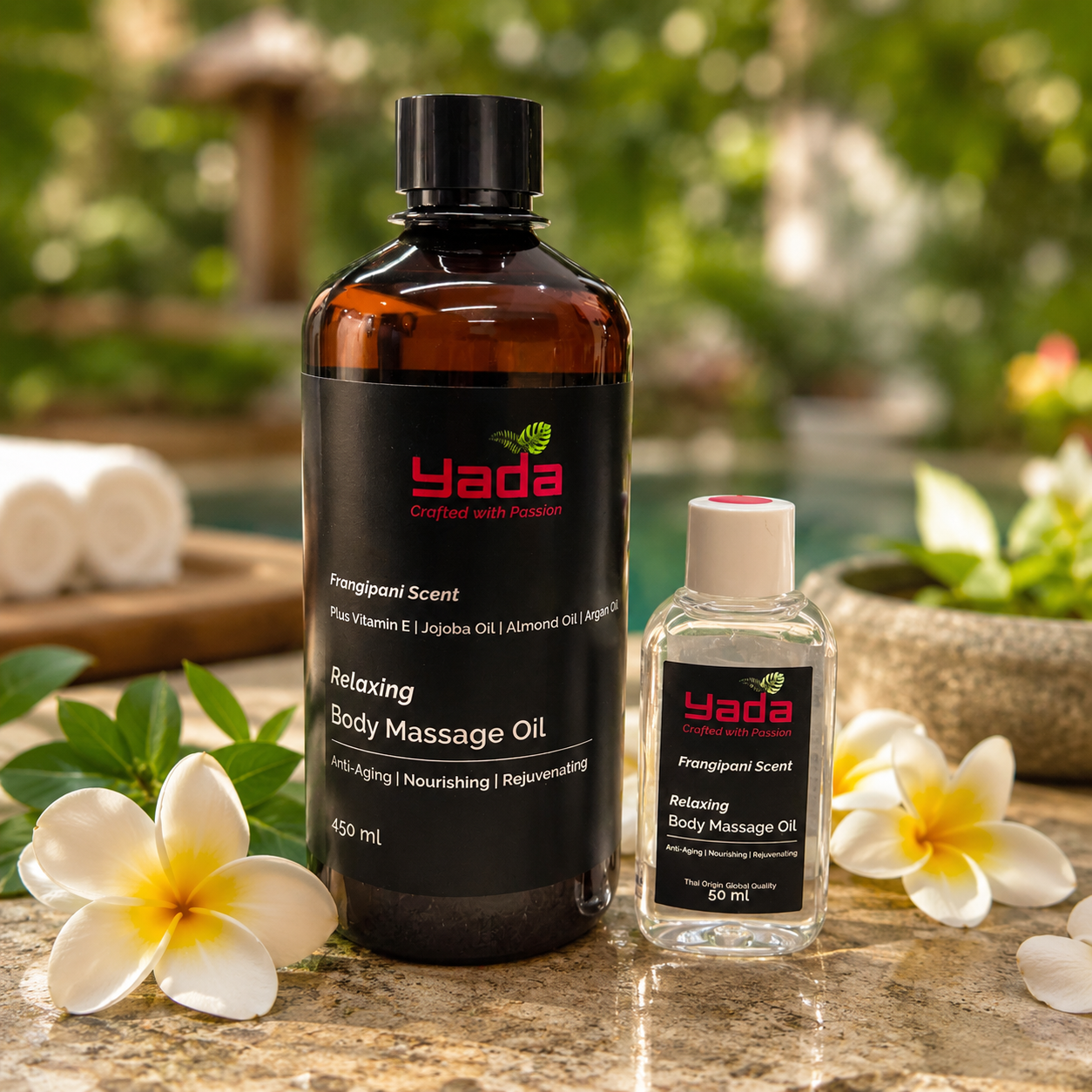 YADA Body Oil 450ml and 50ml Frangipani duo