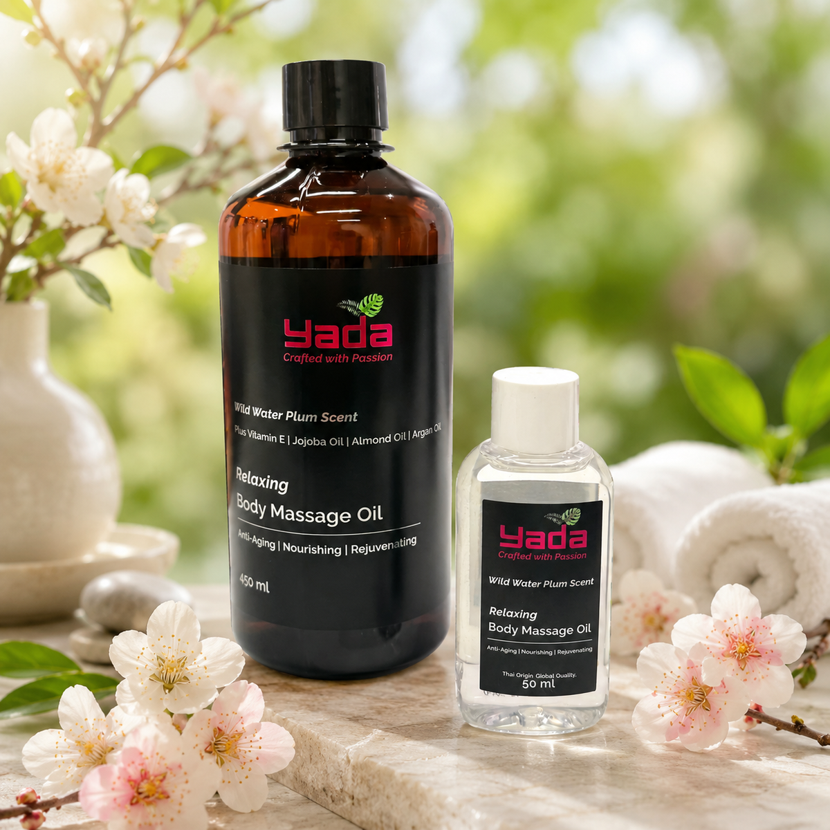 YADA Body Oil 450ml and 50ml Wild Water Plum duo